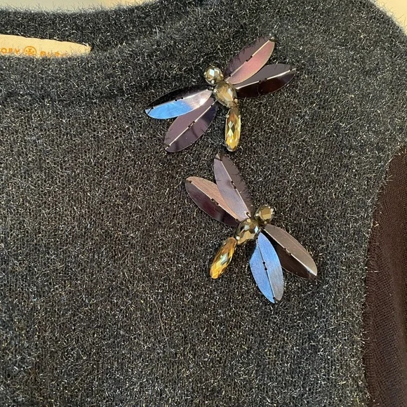 Tory Burch Sparkly Sweater with Dragonflies - Size XL - Picture 3 of 5